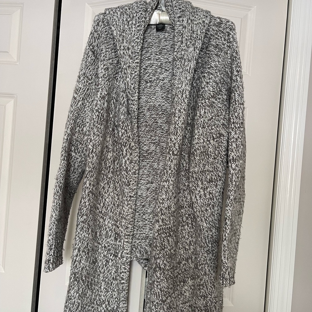 Lane Bryant Open Front Knit Cardigan Sweater With Tie Belt Gray Size 18/20